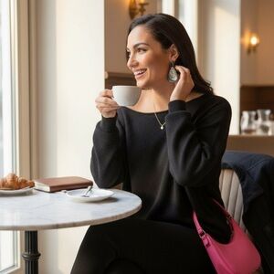 Lia Sophia Abalone Shell Drop Earrings • Black Metal Teardrop Dangles